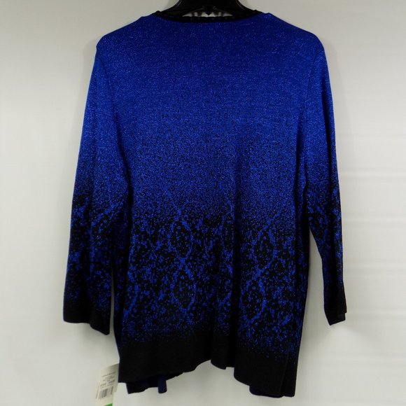 Alfred Dunner Sparkle Metallic Cobalt Blue Sweater With Faux Inside Top Sz L NWT - Picture 4 of 8